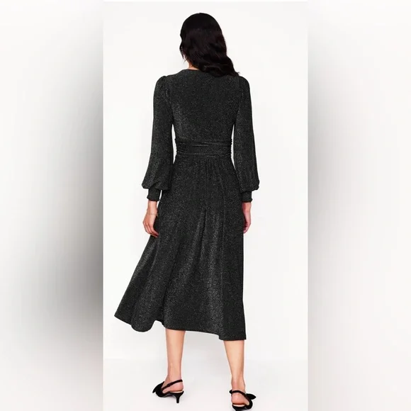 Boden Daphne Metallic Midi Dress in Black - Picture 4 of 12